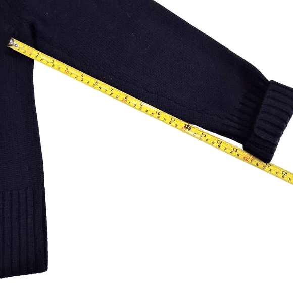 Victor Alfaro Merino Wool Navy Blue Chunky Knit Gold Button Cardigan SIZE XL - Picture 5 of 7